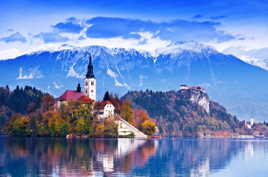 Bled lake plus castle Slovenia 